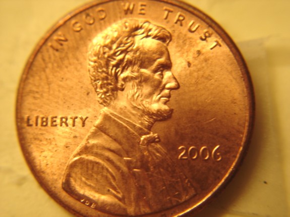 2006-P-Lincoln-Memorial-Cent---Partial-Beard-And-Polished-Inner-Ear